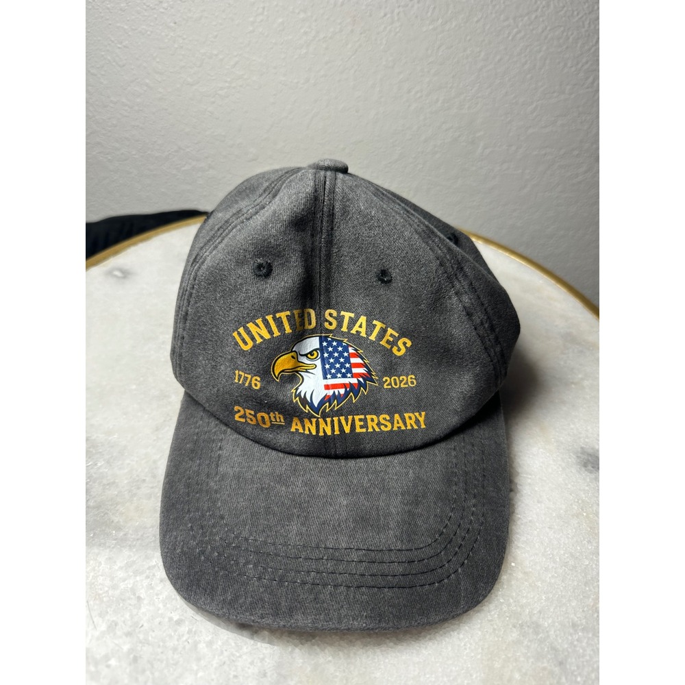 United States 250th Anniversary Eagle Hat Gray Faded Cotton Adjustable Cap 1776